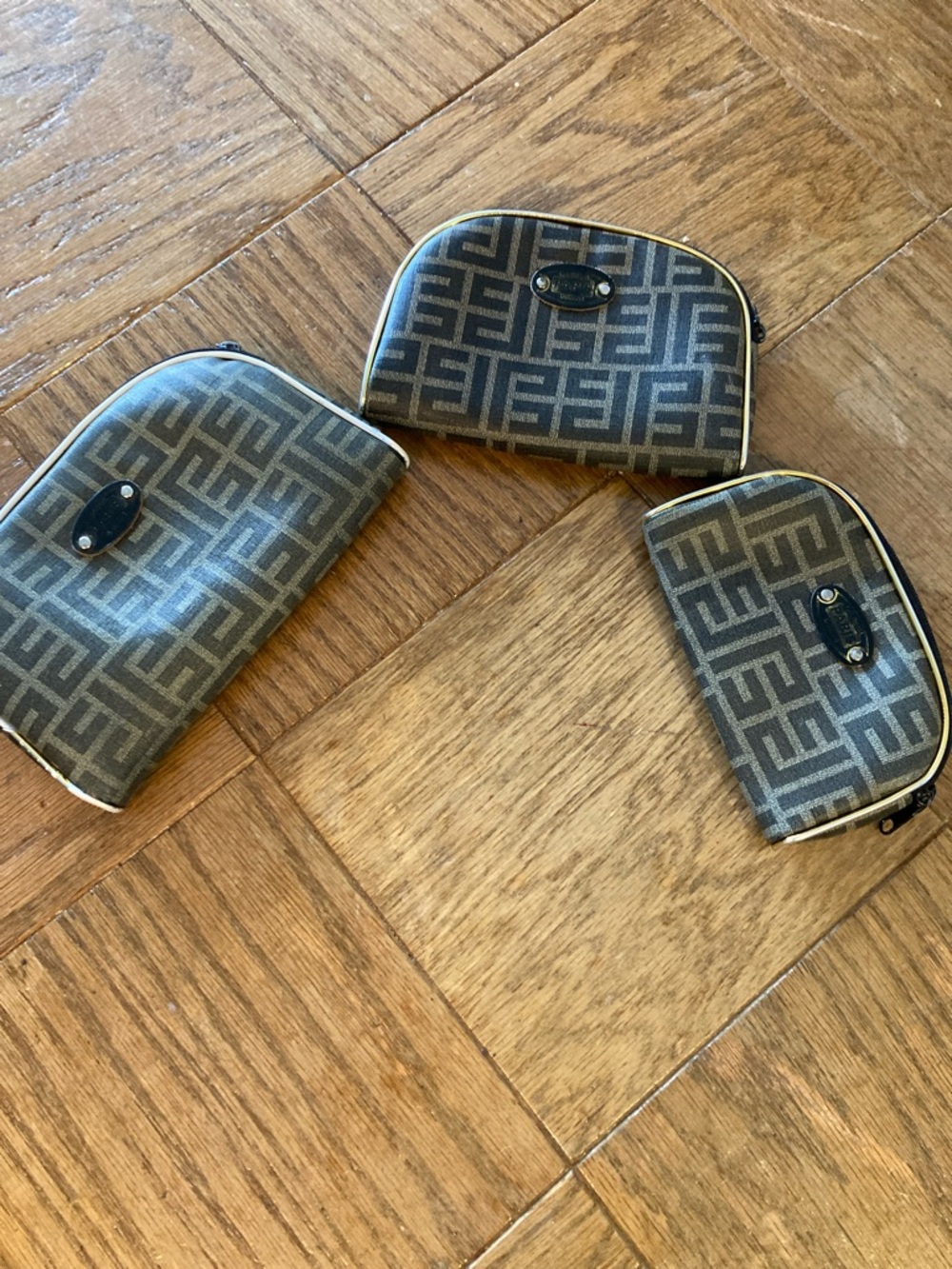 Monogram Cosmetic Pouch Trio in Brown